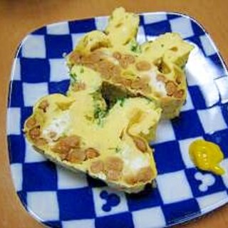 レンジで納豆オムレツ♪からし添え